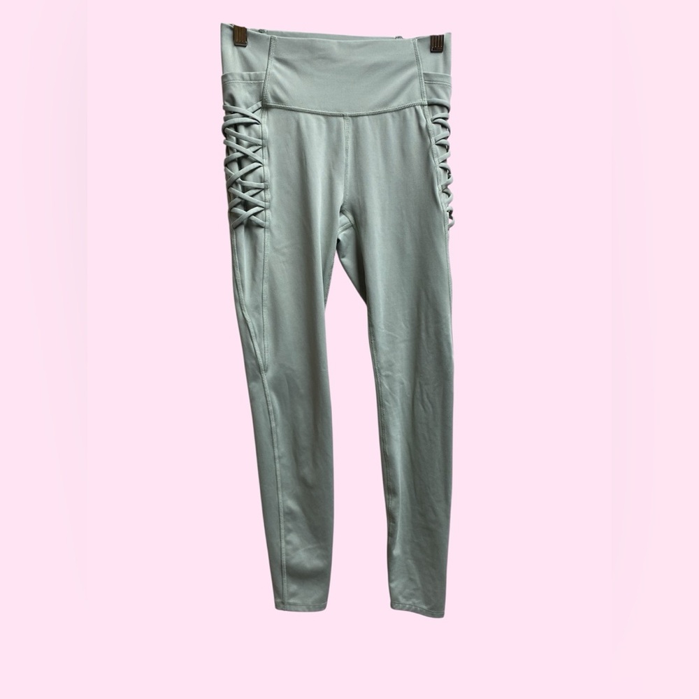 All in Motion Light Sage Leggings Criss Cross Detail Size XS